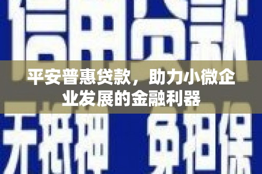 百色平安普惠贷款，助力小微企业发展的金融利器