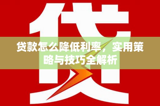 百色贷款怎么降低利率，实用策略与技巧全解析